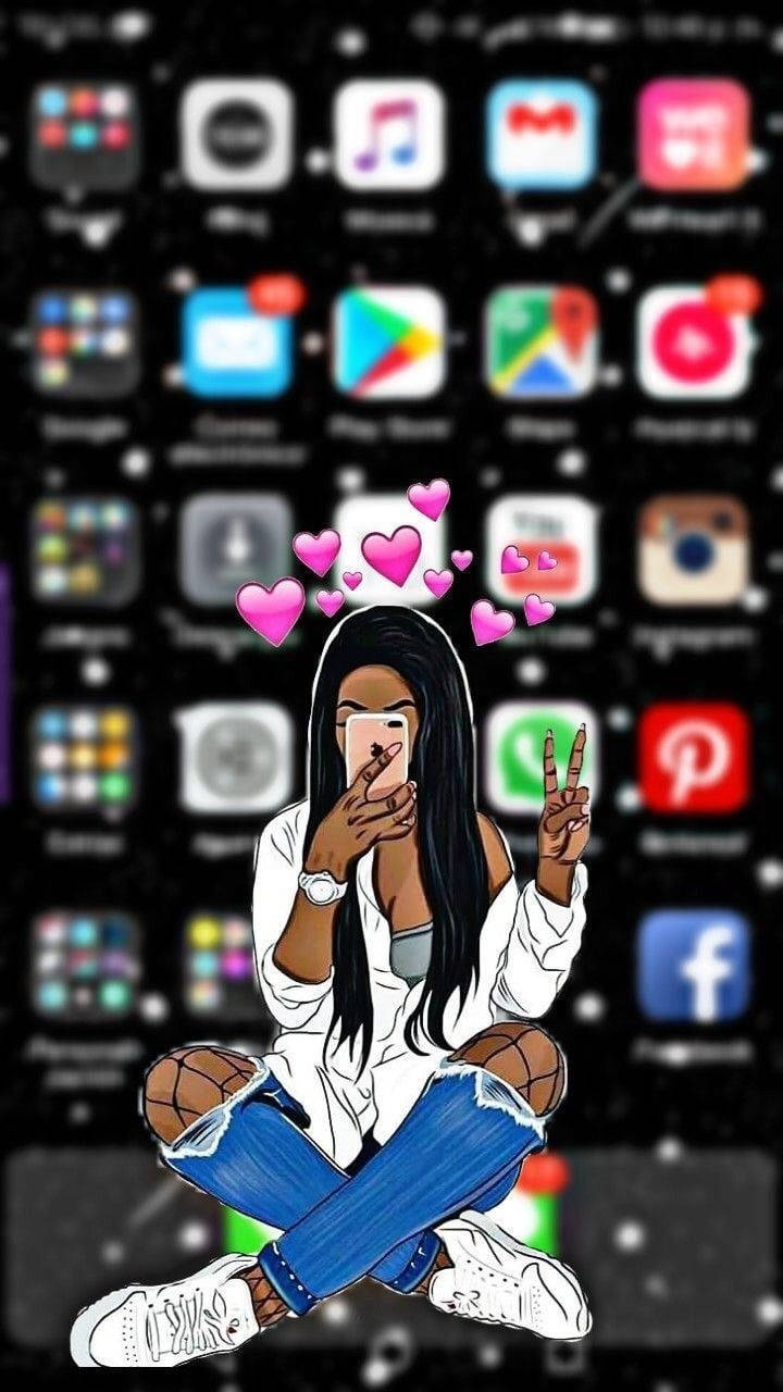Cute Black Girl Screen Display Background