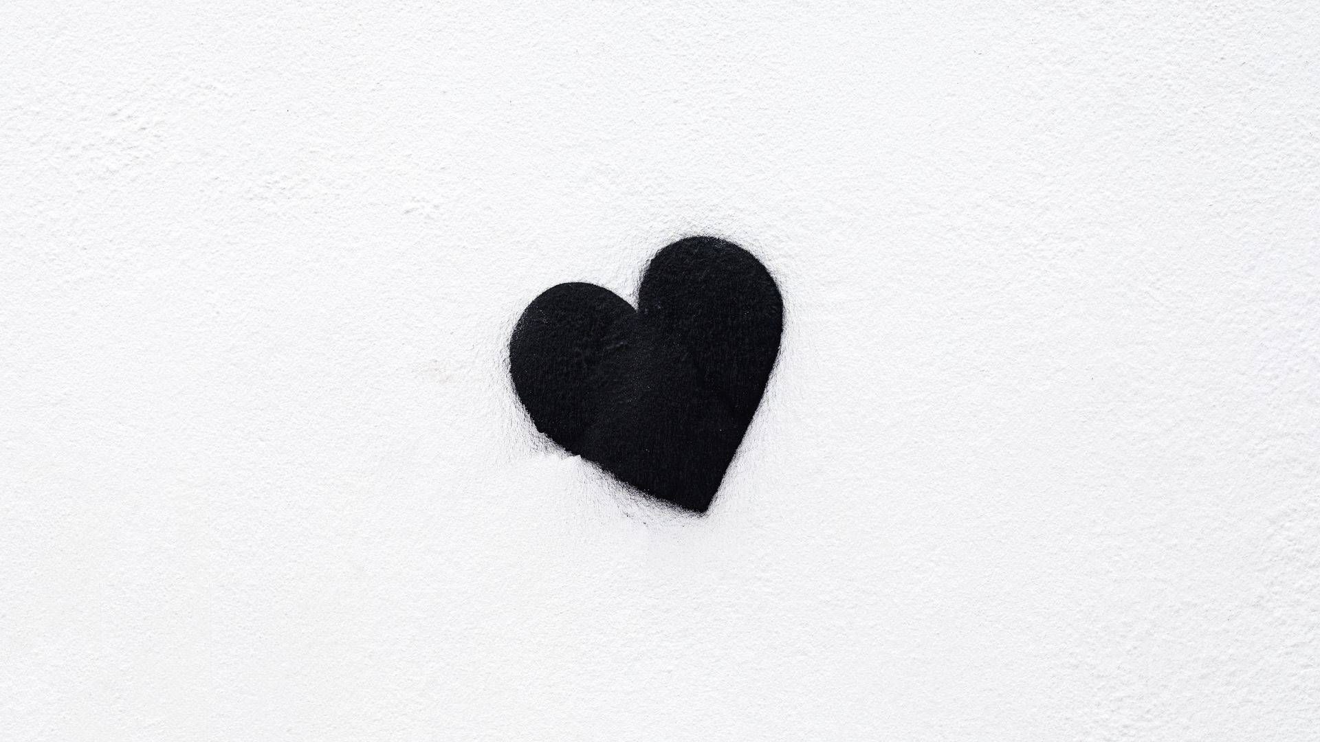 Cute Black Heart On White Background