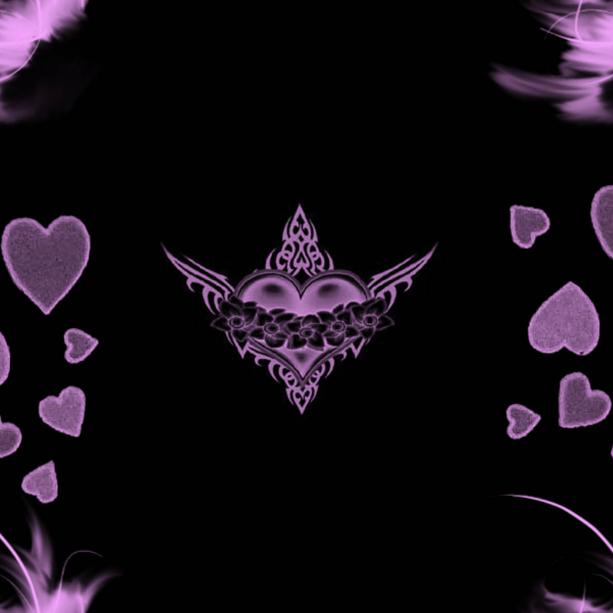 Cute Black Purple Hearts Art Background