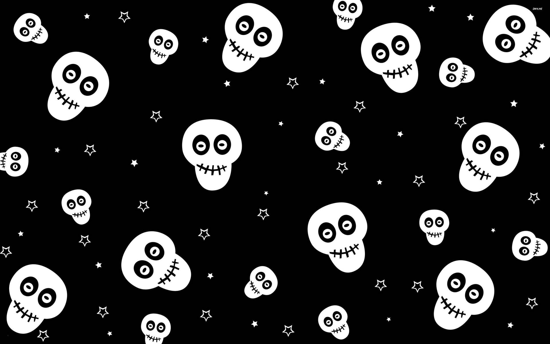 Cute Black Skull And Stars Pattern