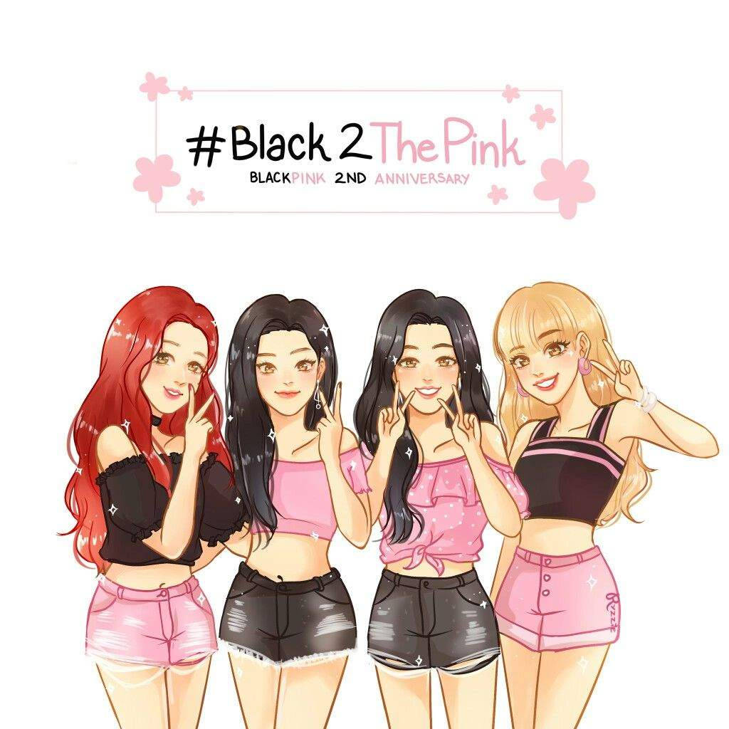 Cute Blackpink Anime Group Photo Background