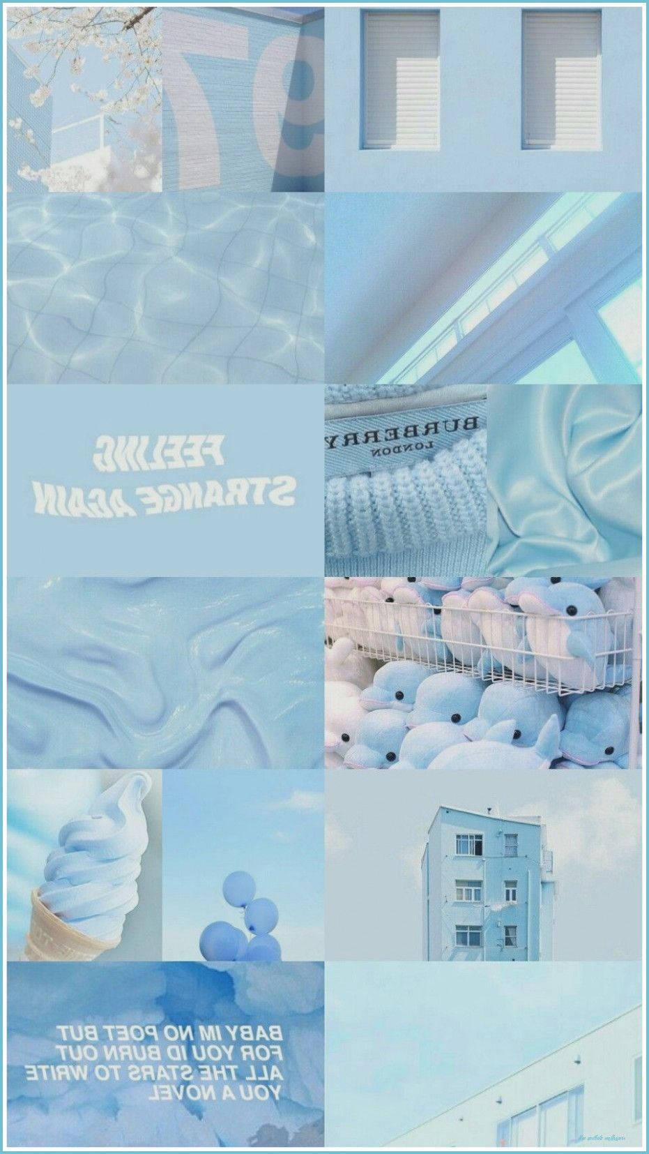 Cute Blue Aesthetic Collage Art