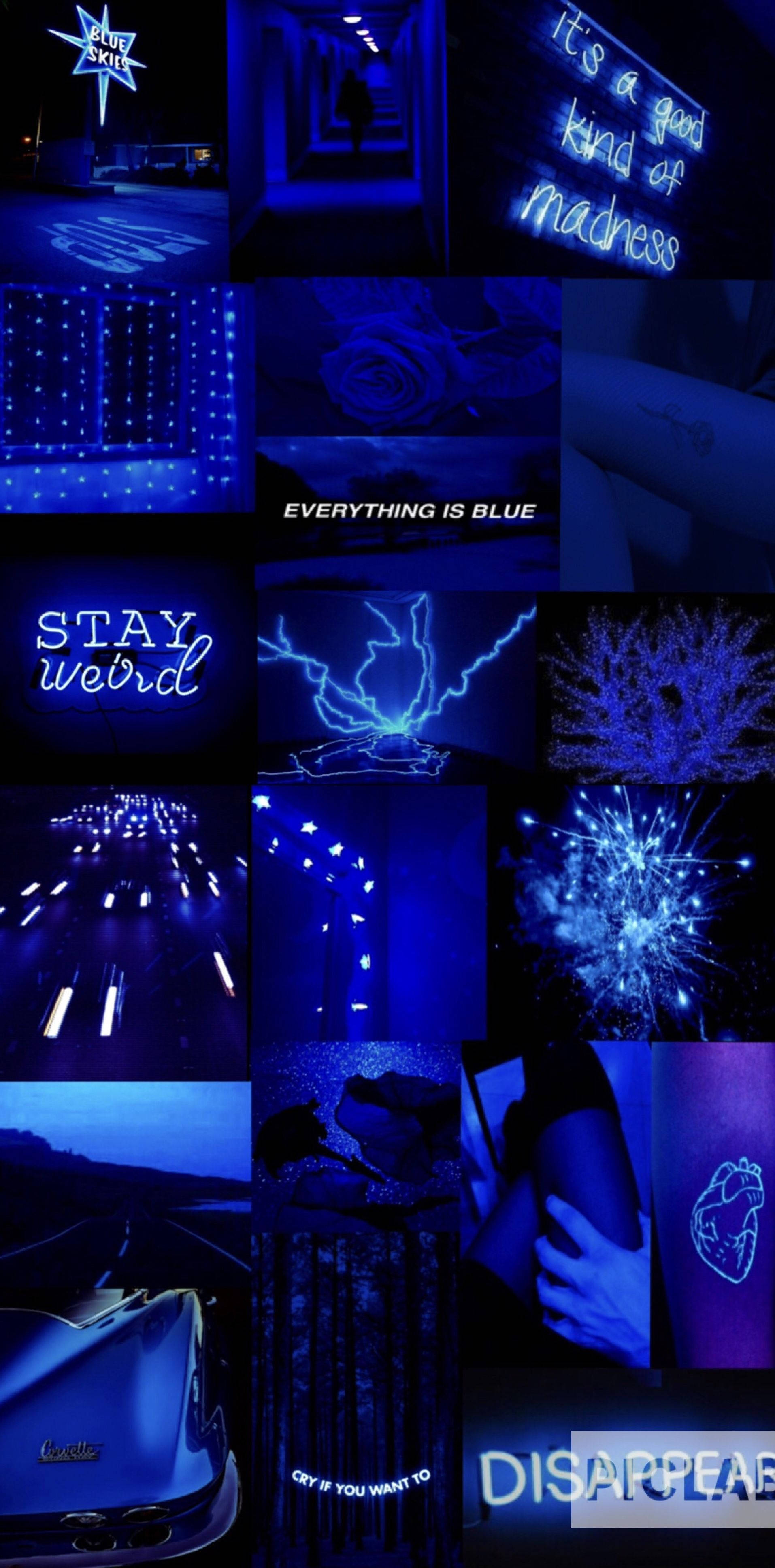 Cute Blue Aesthetic Collage With Purple Shades Background