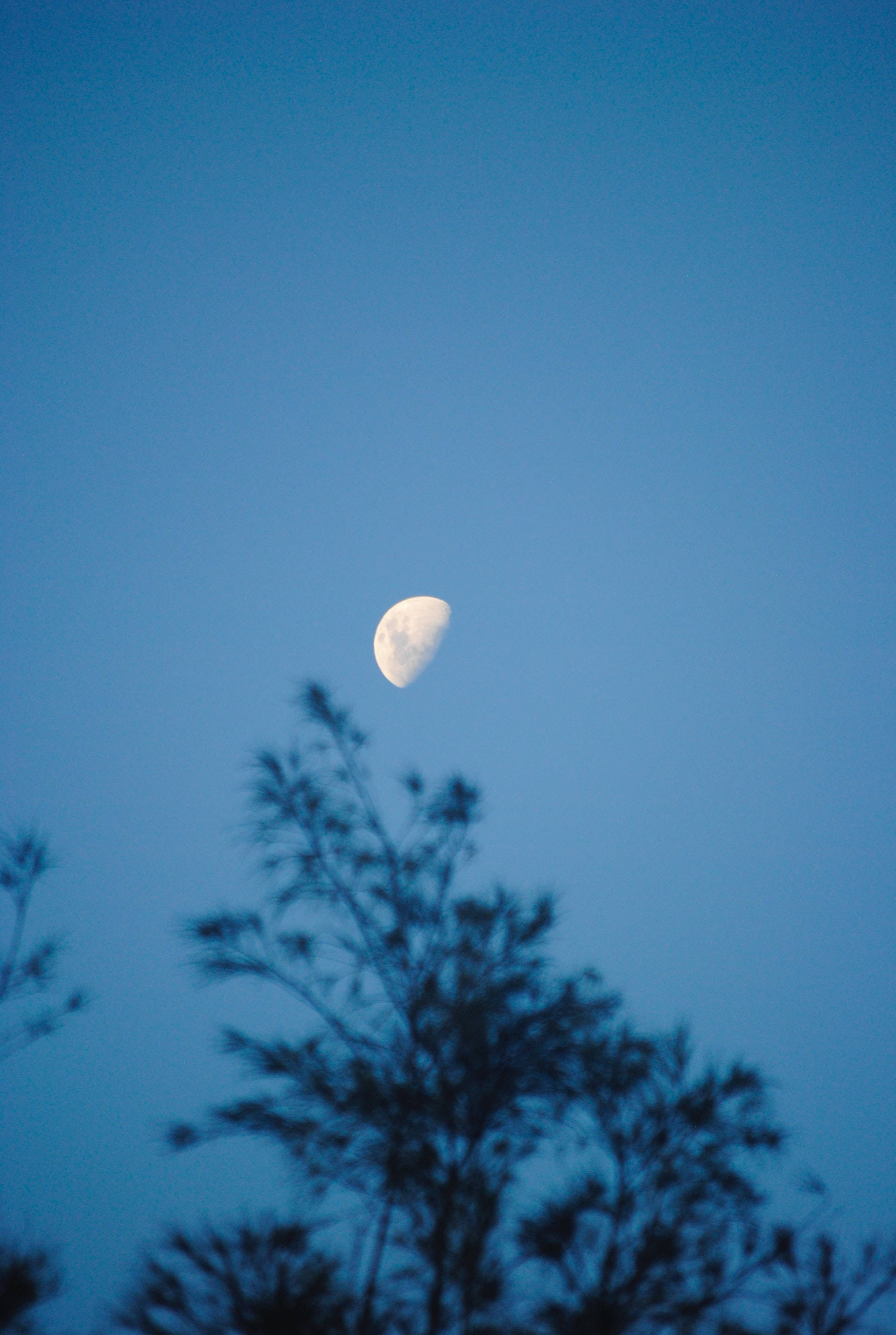 Cute Blue Aesthetic Sky And Half Moon Background