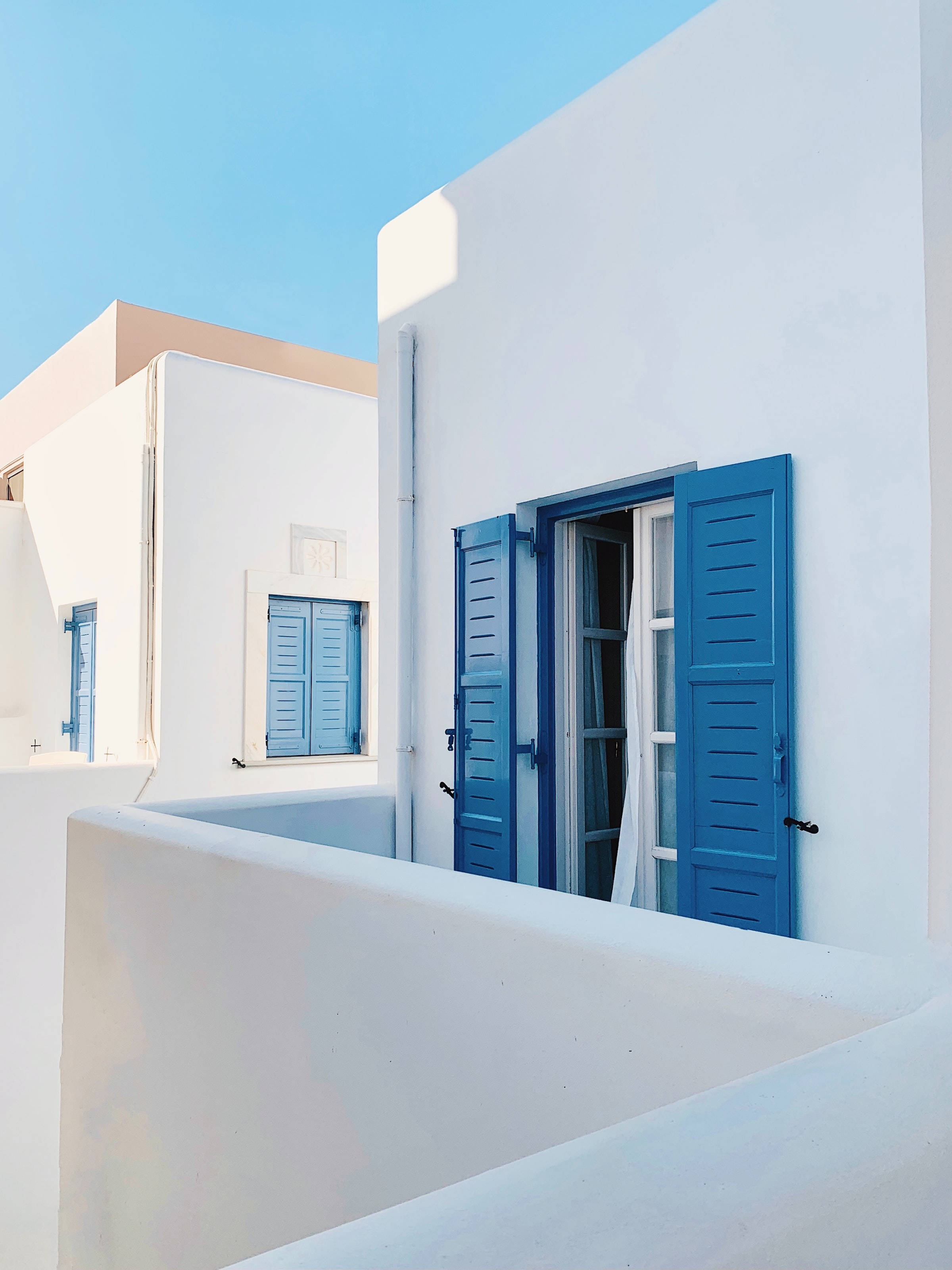 Cute Blue Aesthetic Traditional Cycladic Style House Background