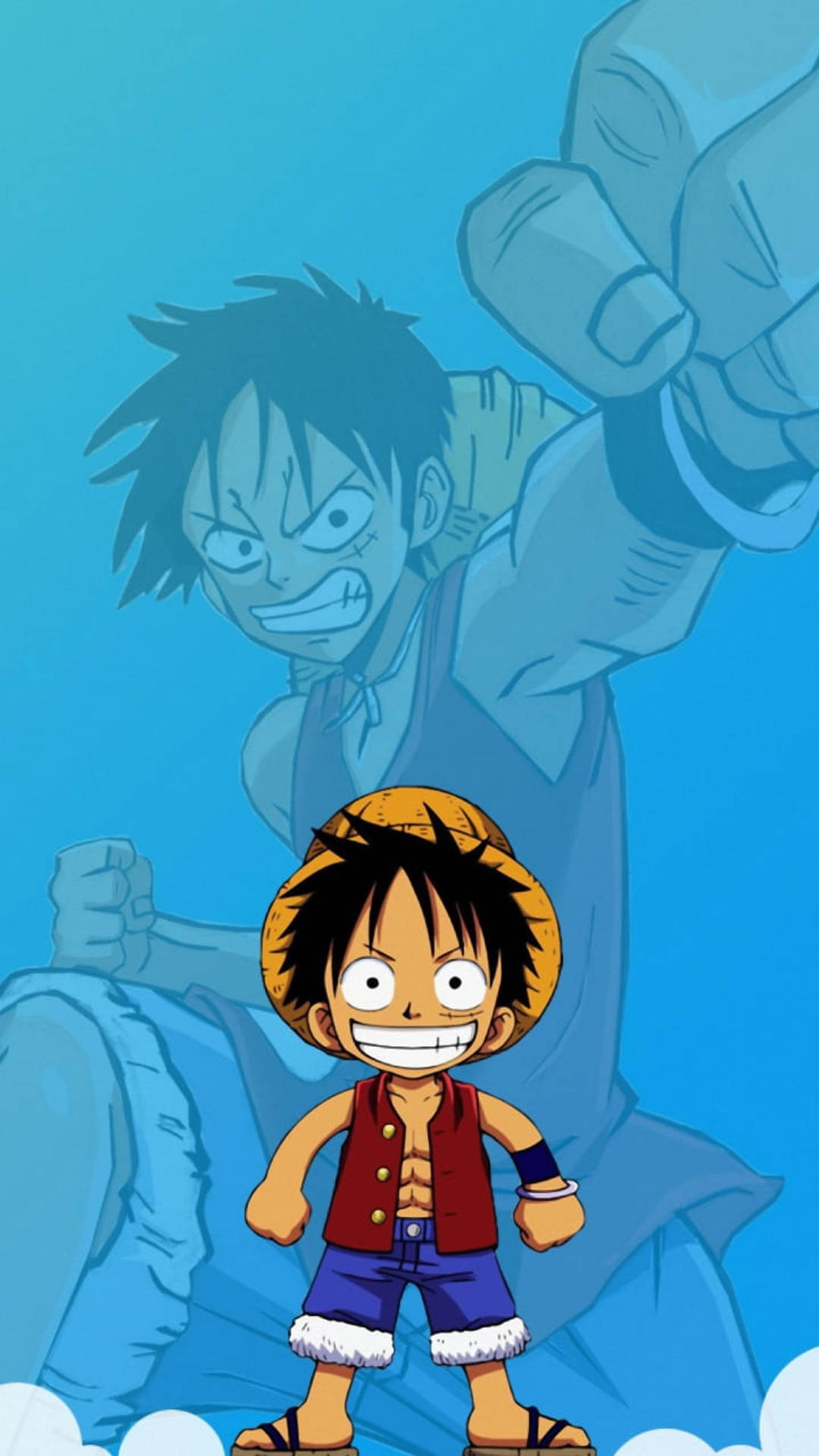 Cute Blue Luffy Aesthetic Background