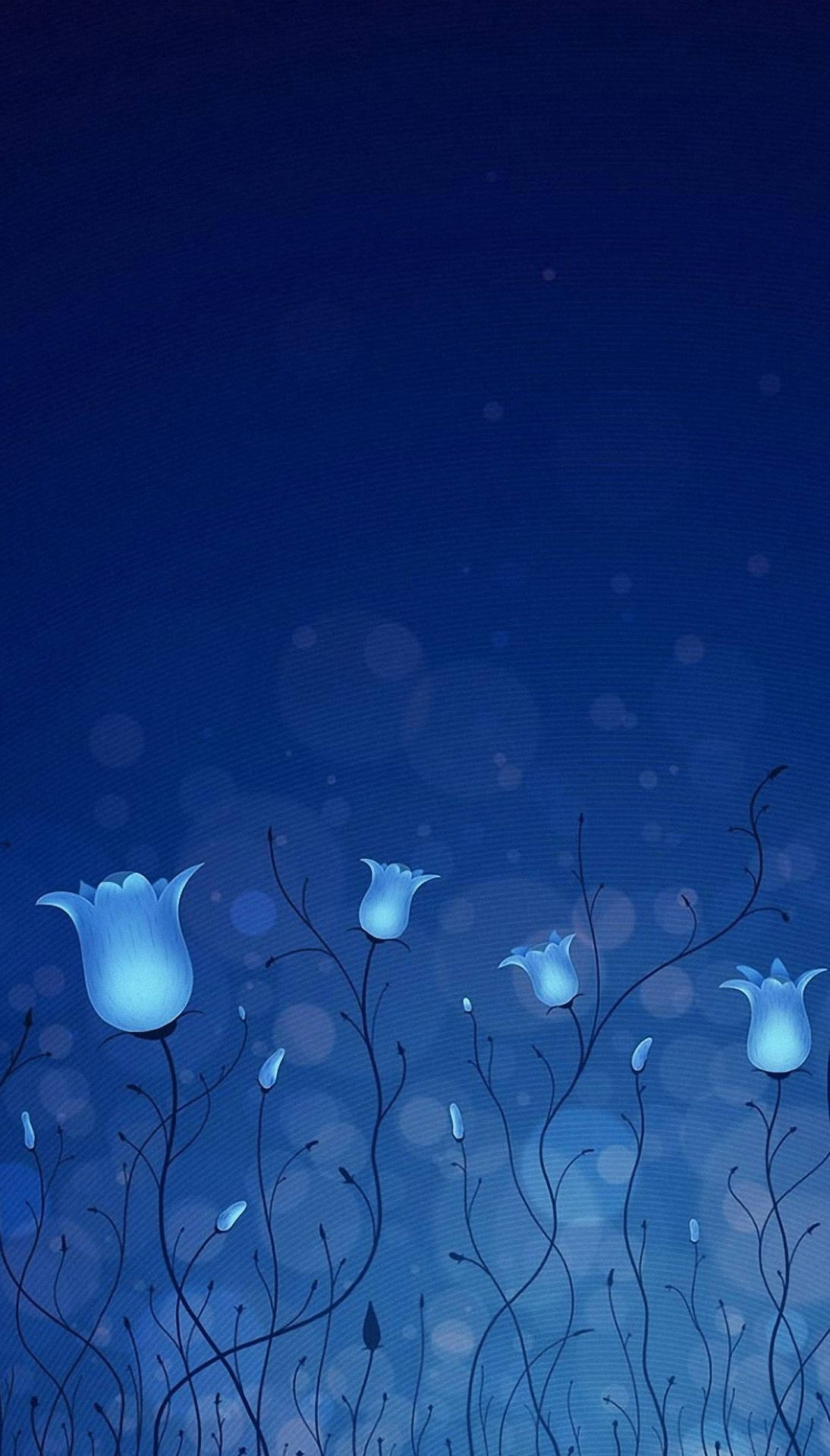 Cute Blue Phone 3d Flowers Background