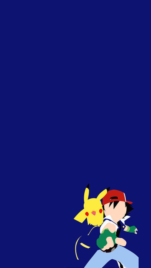 Cute Blue Phone Ash And Pikachu Background