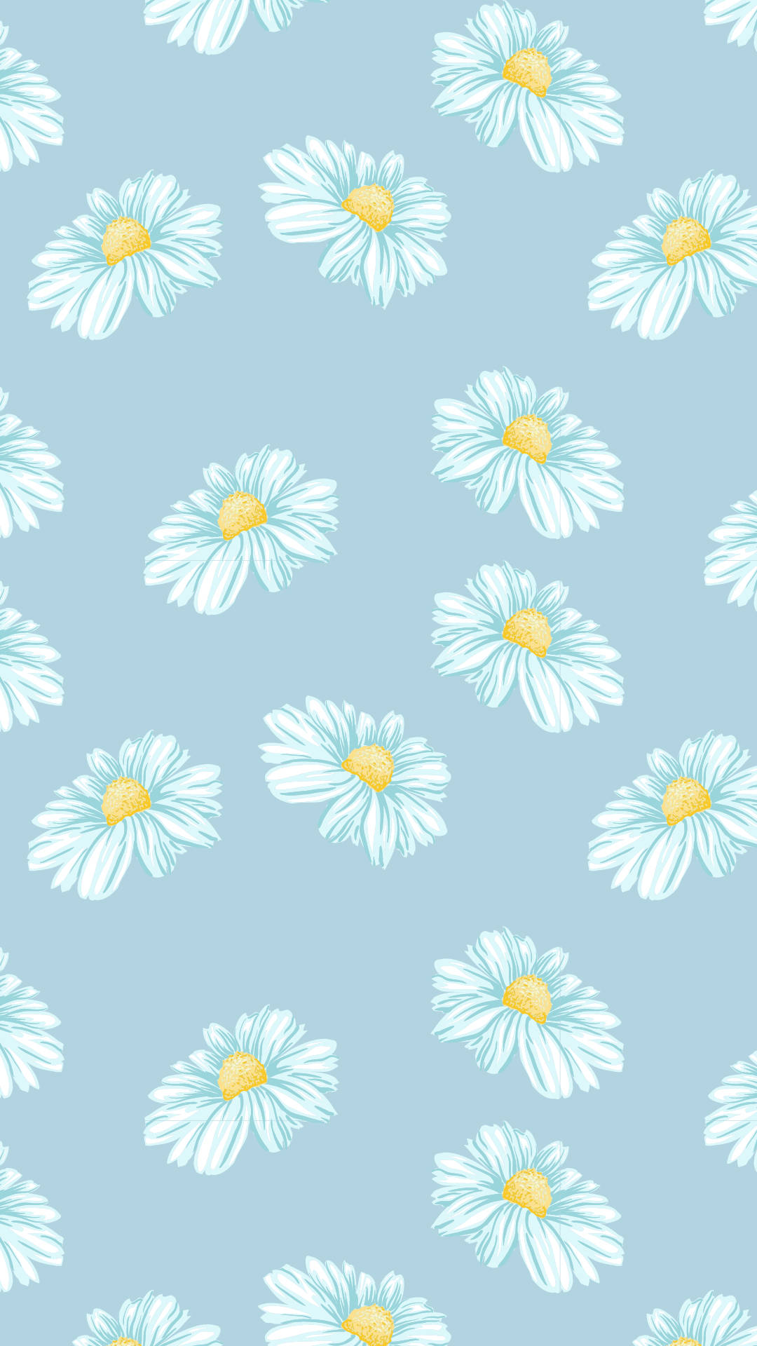 Cute Blue Phone Flower Drawing Background