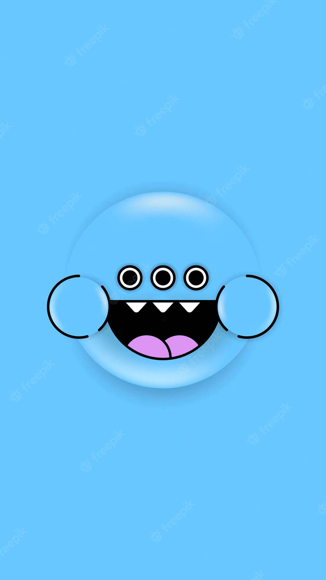 Cute Blue Phone Three-eyed Monster Background