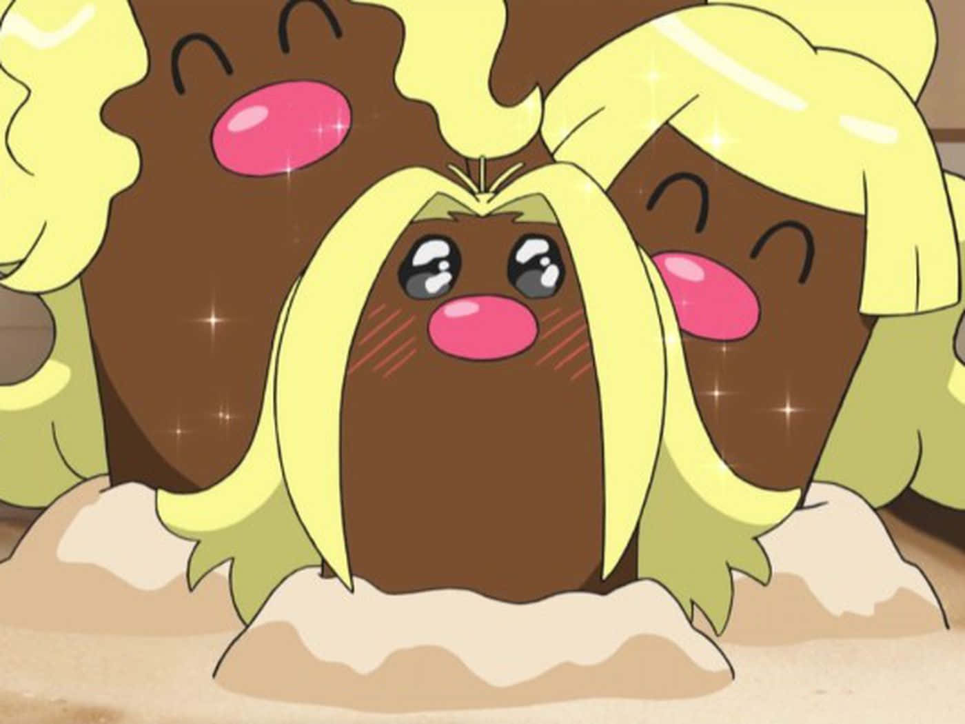 Cute Blushing Dugtrio