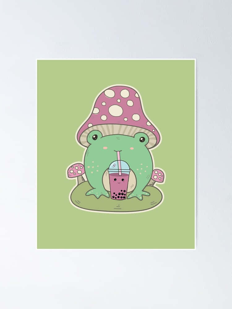 Cute Boba And Green Frog