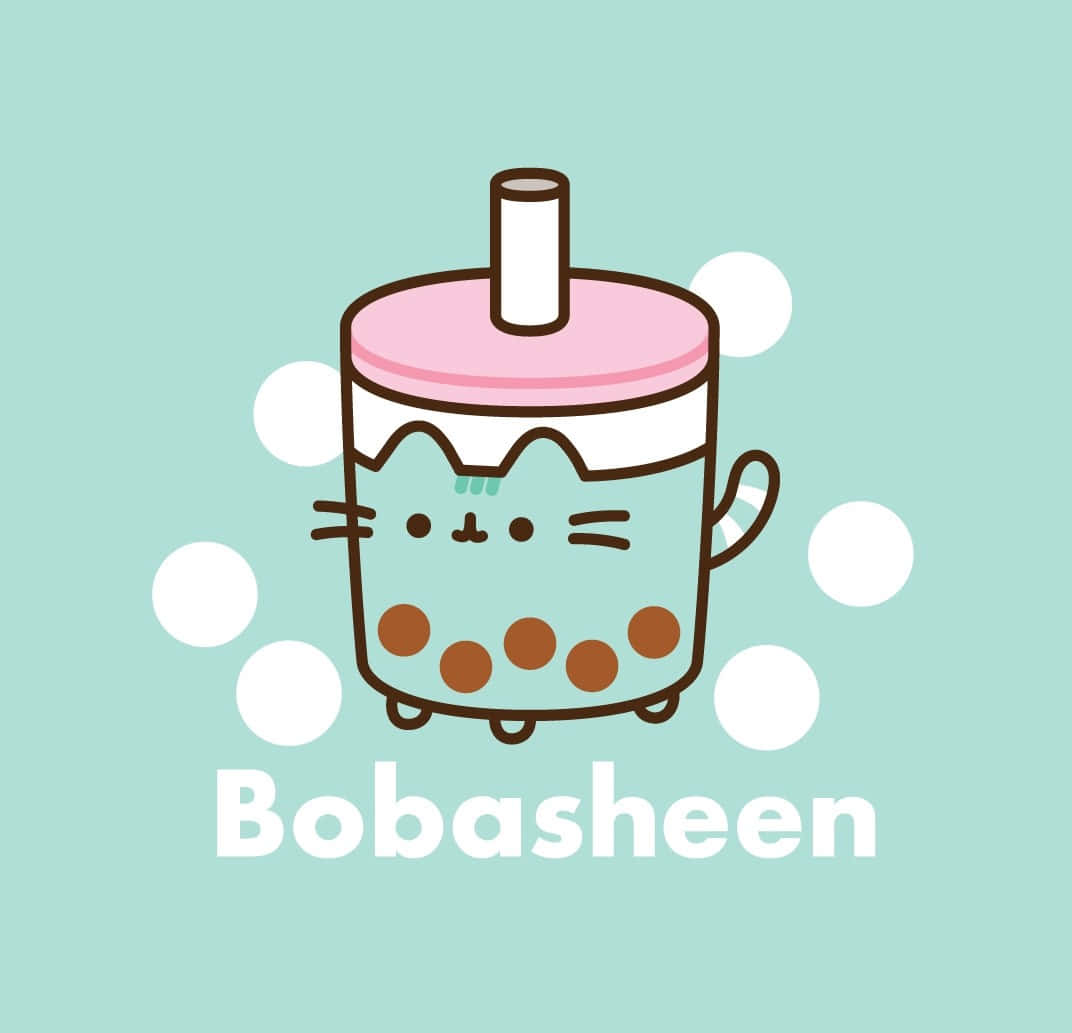 Cute Boba And Pusheen Cat Background
