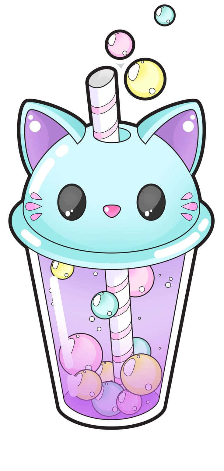 Cute Boba Blue Cat Lid