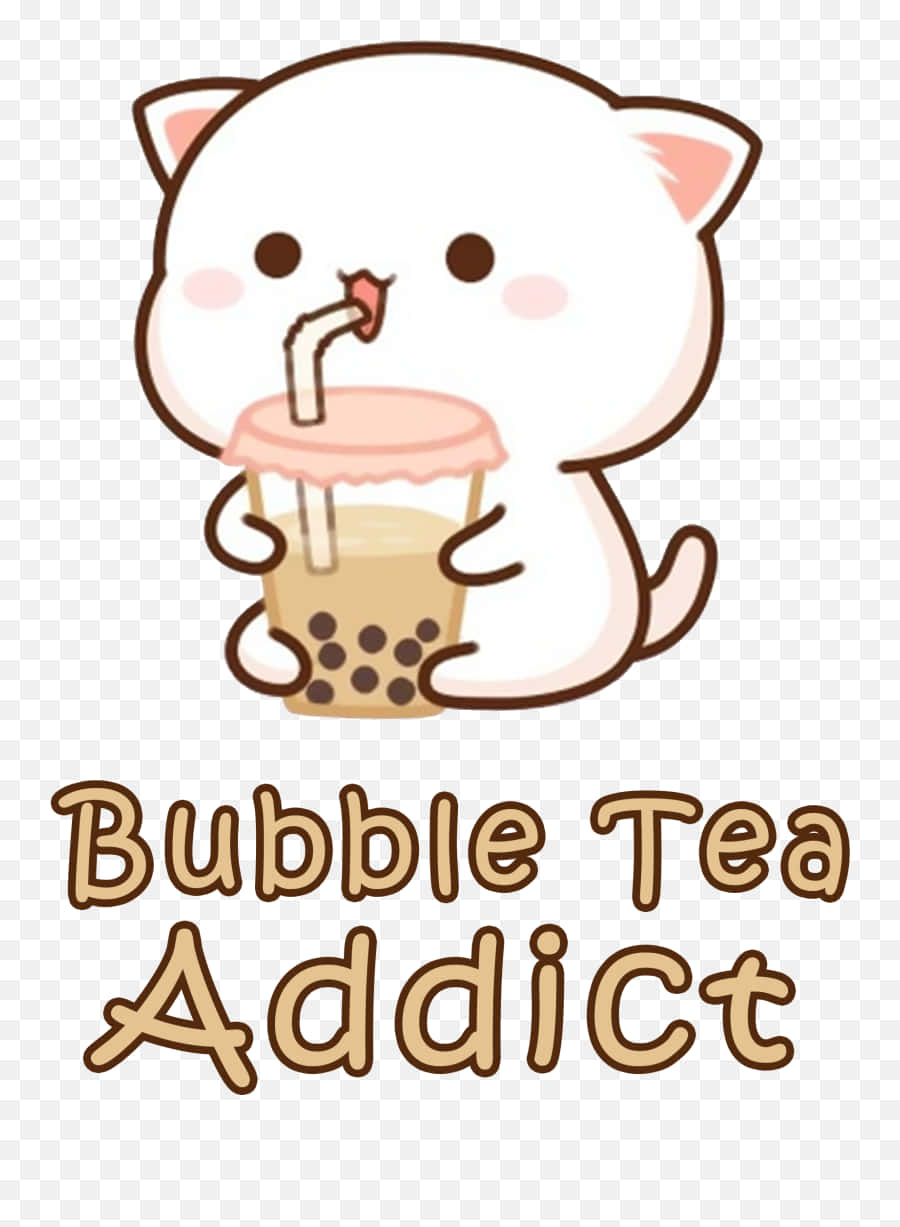 Cute Boba Cat Bubble Tea Addict