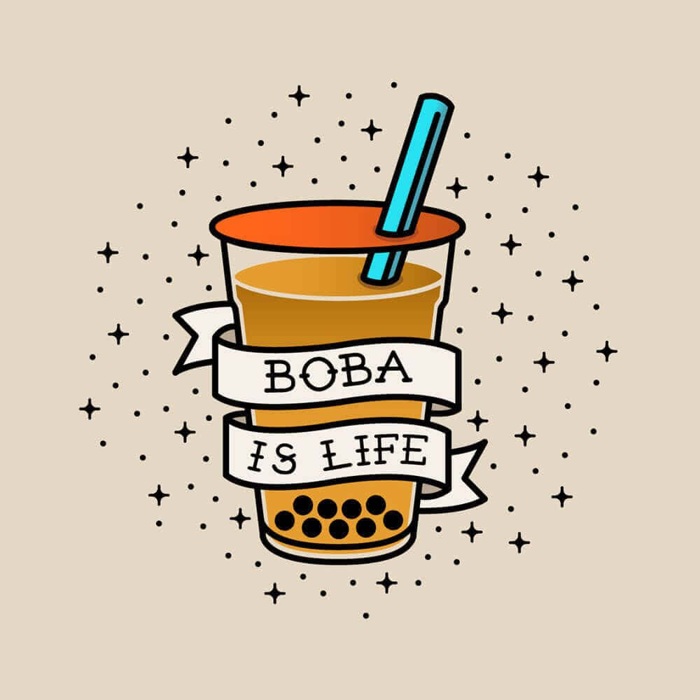 Cute Boba In Beige Background
