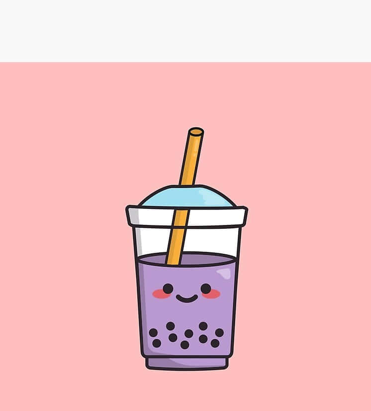 Cute Boba In Purple And Pink Background