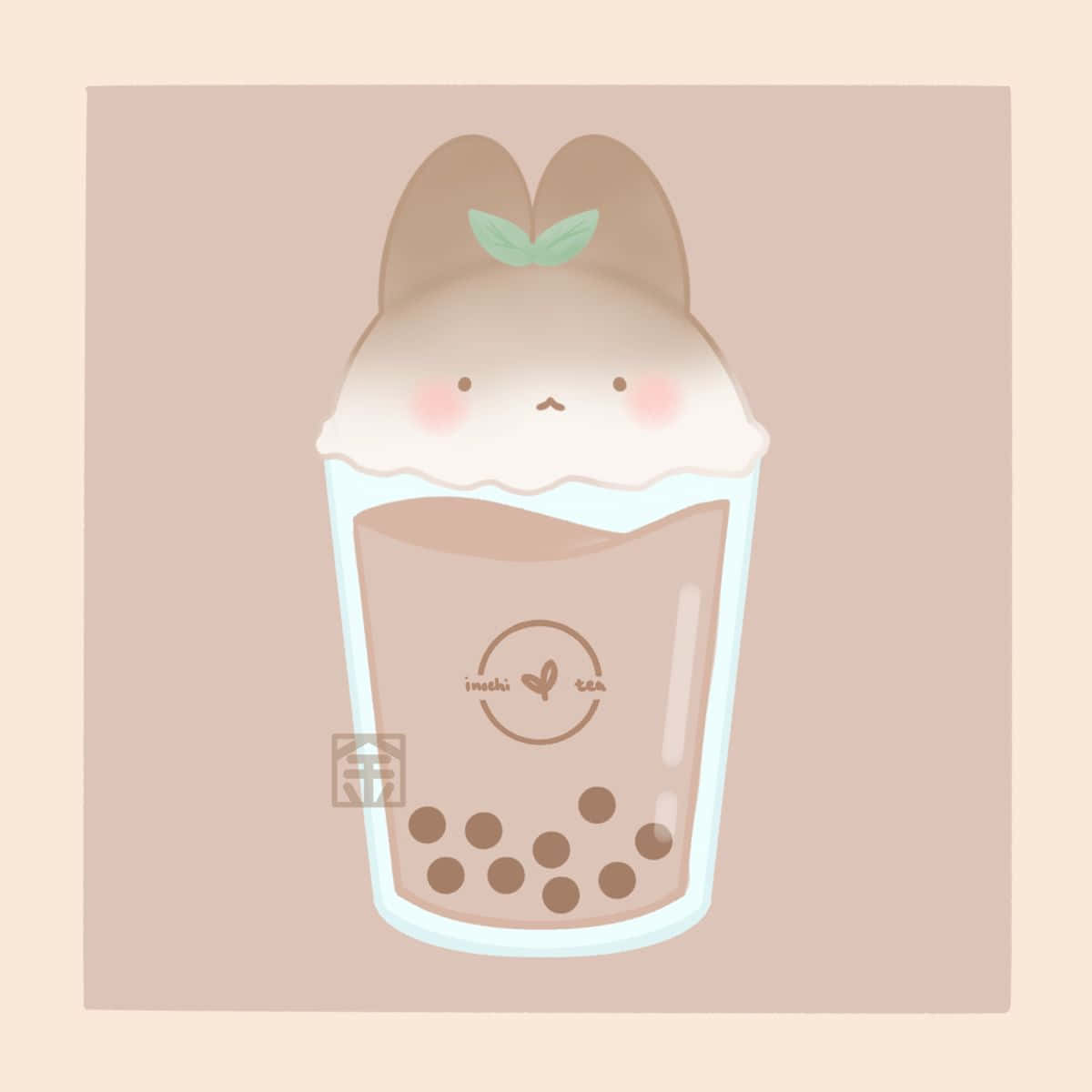 Cute Boba Rabbit Cup Lid Background