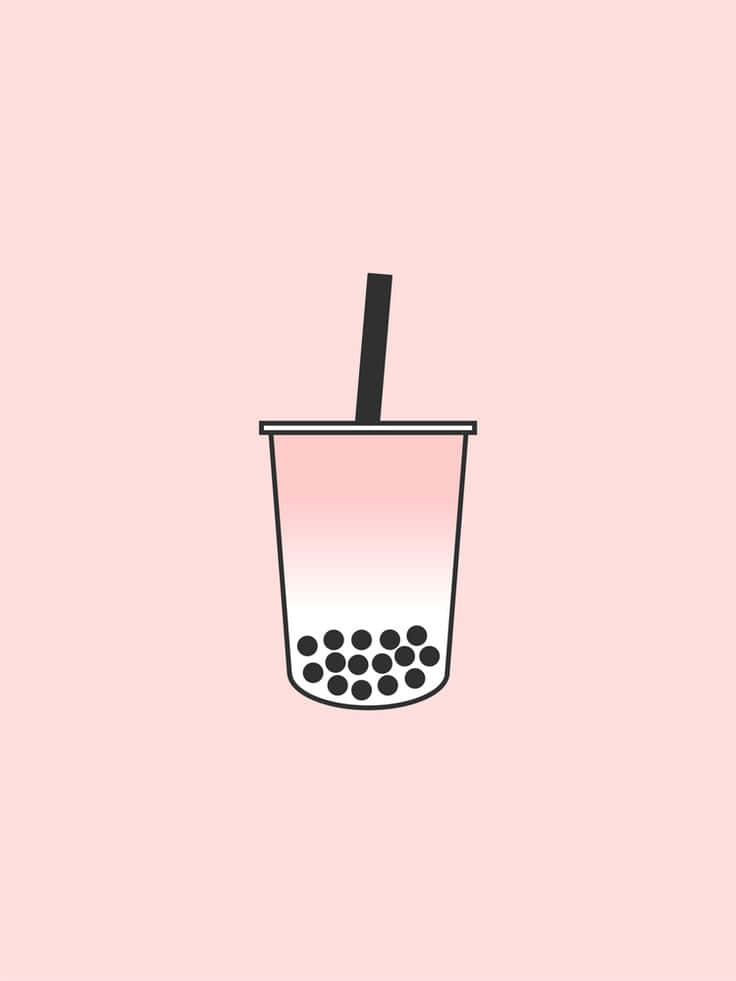 Cute Boba Tea In Pink Aesthetic Background