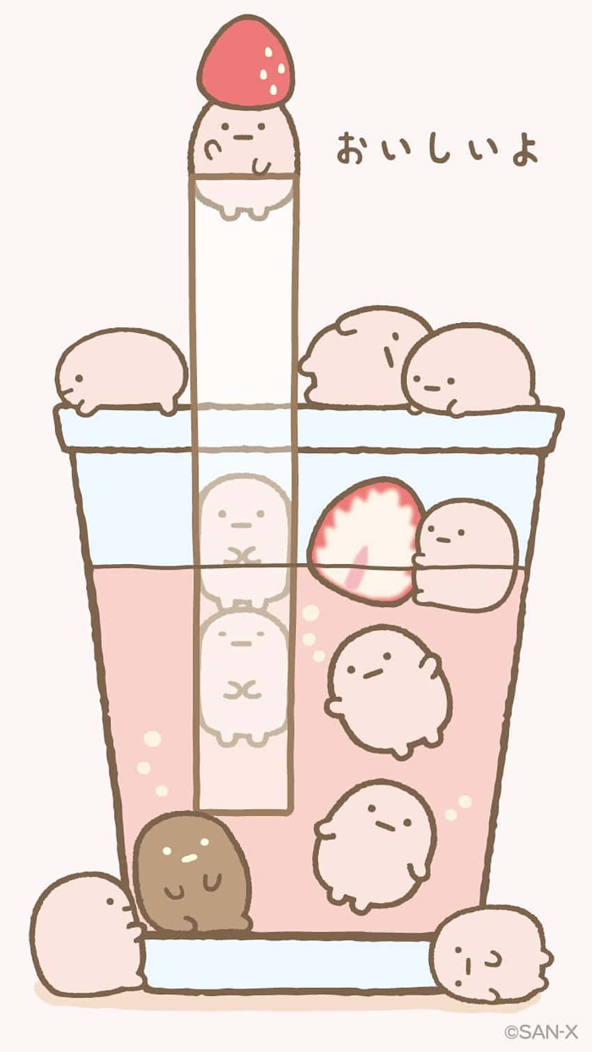 Cute Boba Tea With Kawaii Pearls