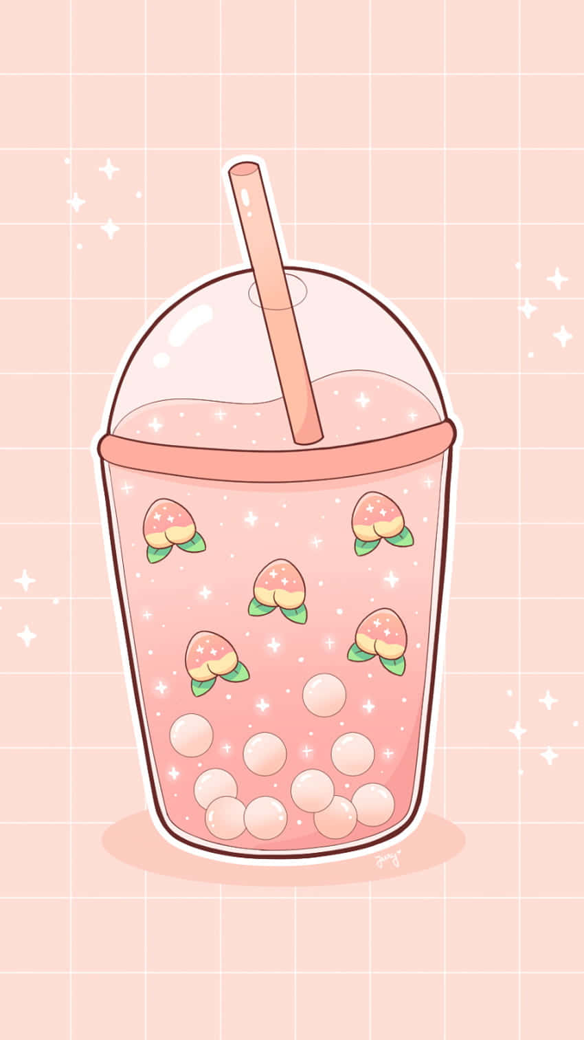 Cute Boba Tea With Peaches