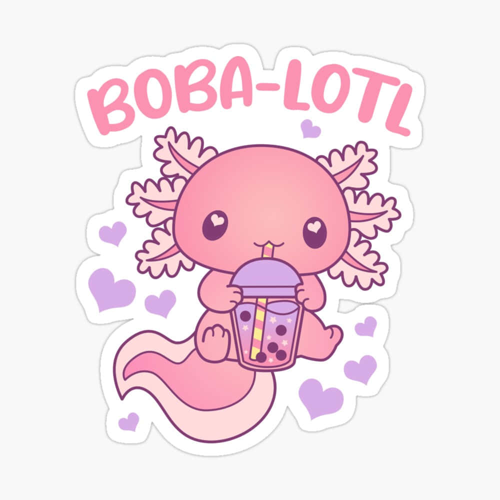 Cute Boba With Pink Axolotl