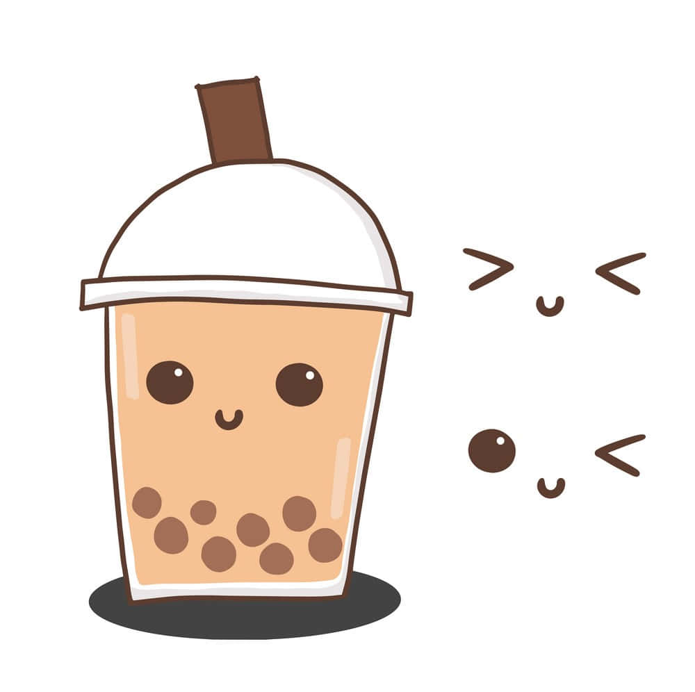 Cute Boba With Winky Face Background