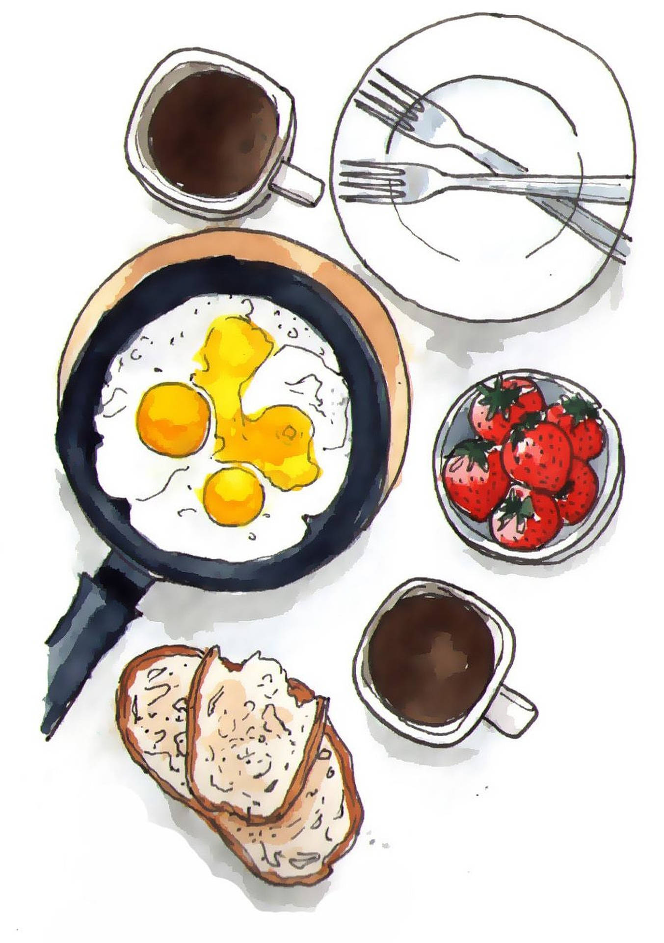 Cute Breakfast Art Background