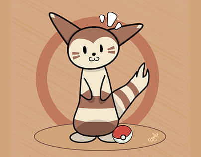 Cute Brown Aesthetic Art Of Furret Desktop Background