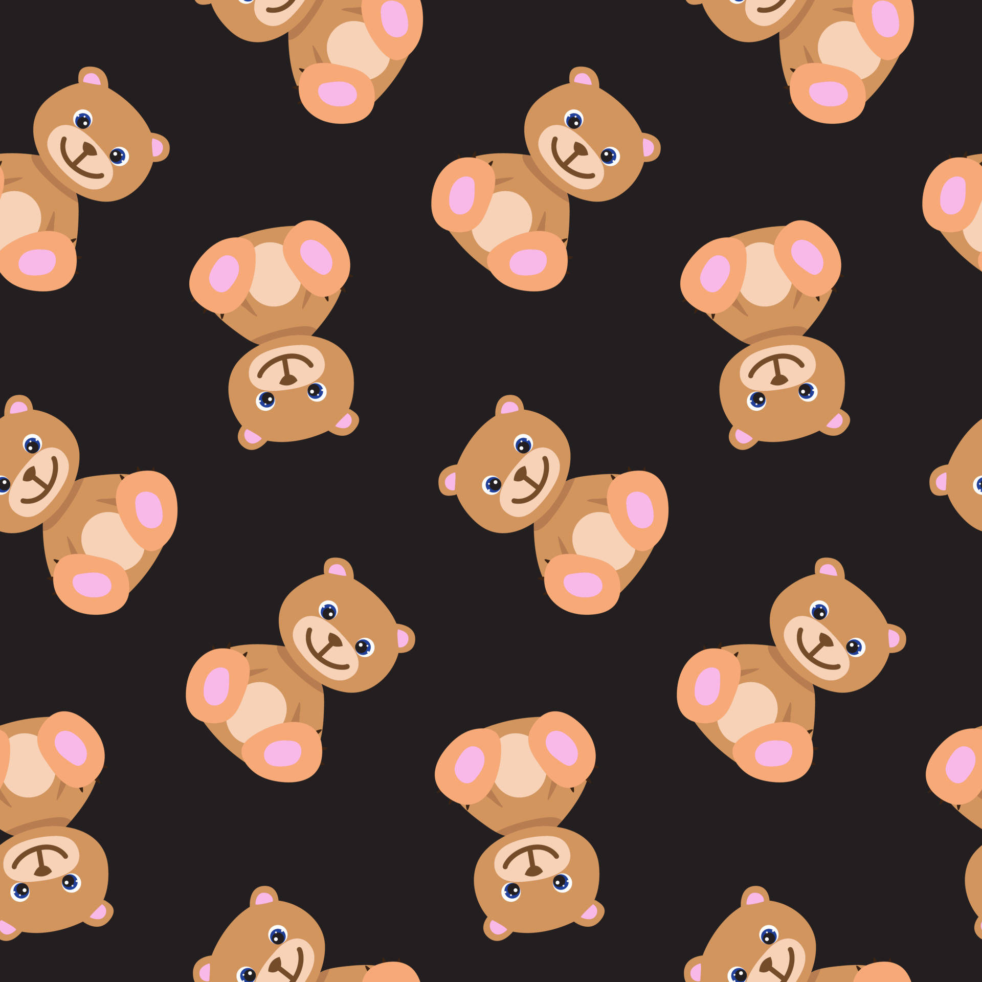 Cute Brown Bear Cartoon Collage Background