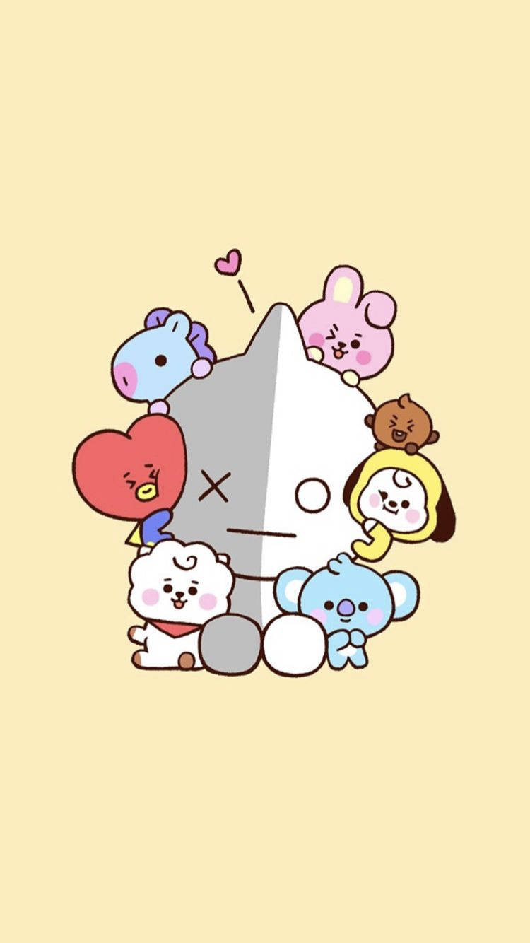 Cute Bt21 Van Cuddle Background