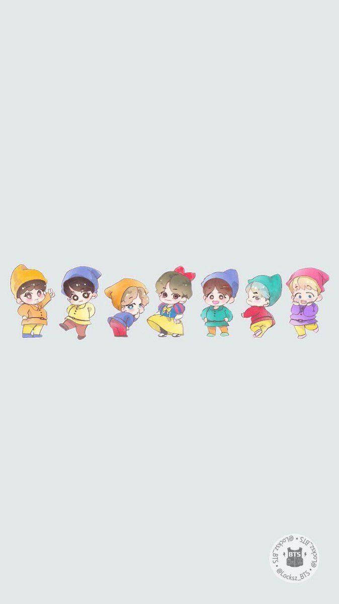 Cute Bts Drawing B21 Gray Background