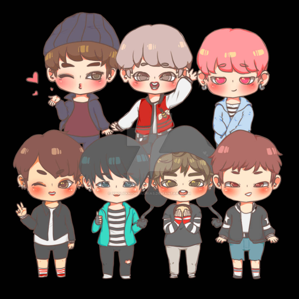 Cute Bts Drawing Chibi Blue Background