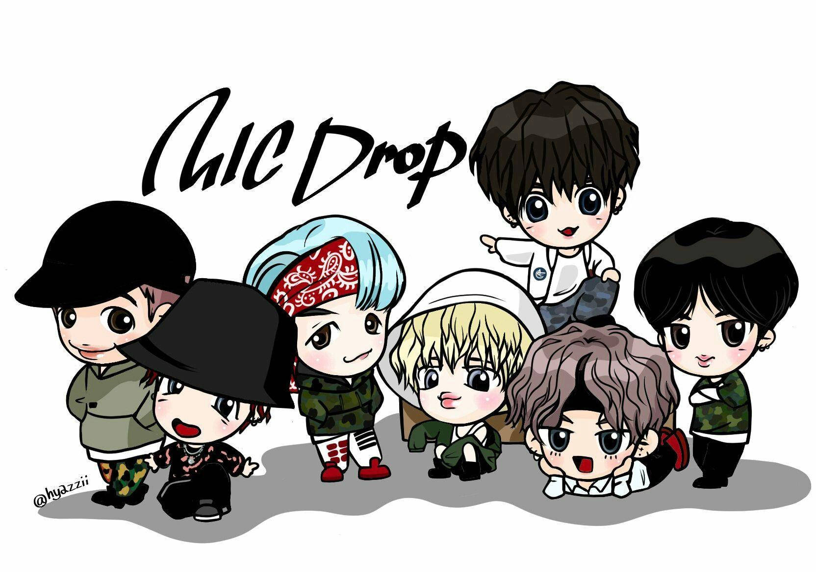 Cute Bts Drawing Mic Drop Background