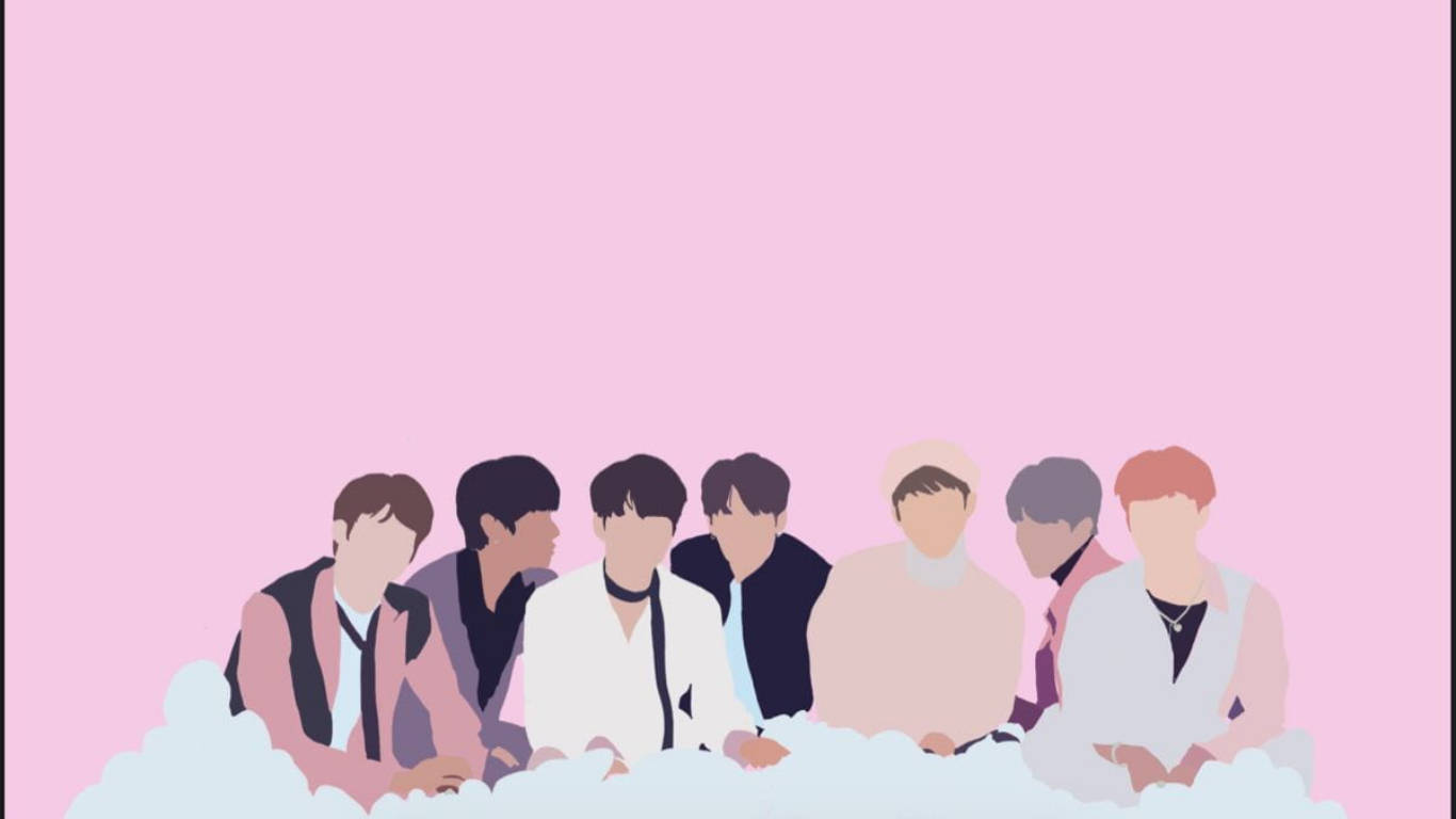 Cute Bts Drawing Pink Faceless