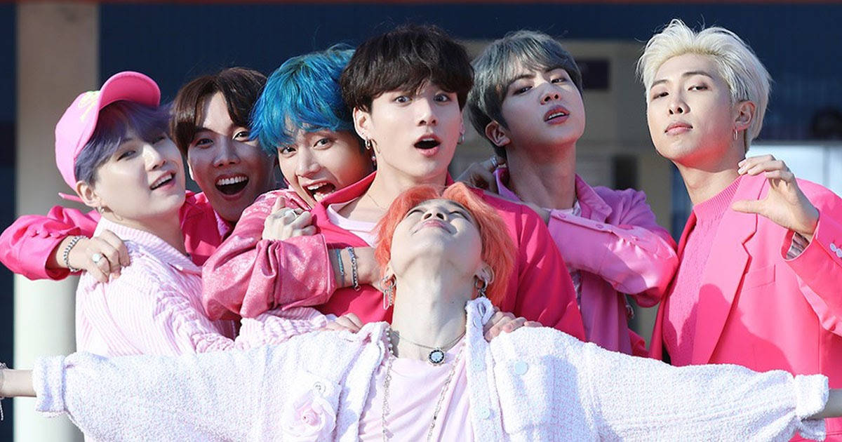 Cute Bts Group Wearing Pink Suits