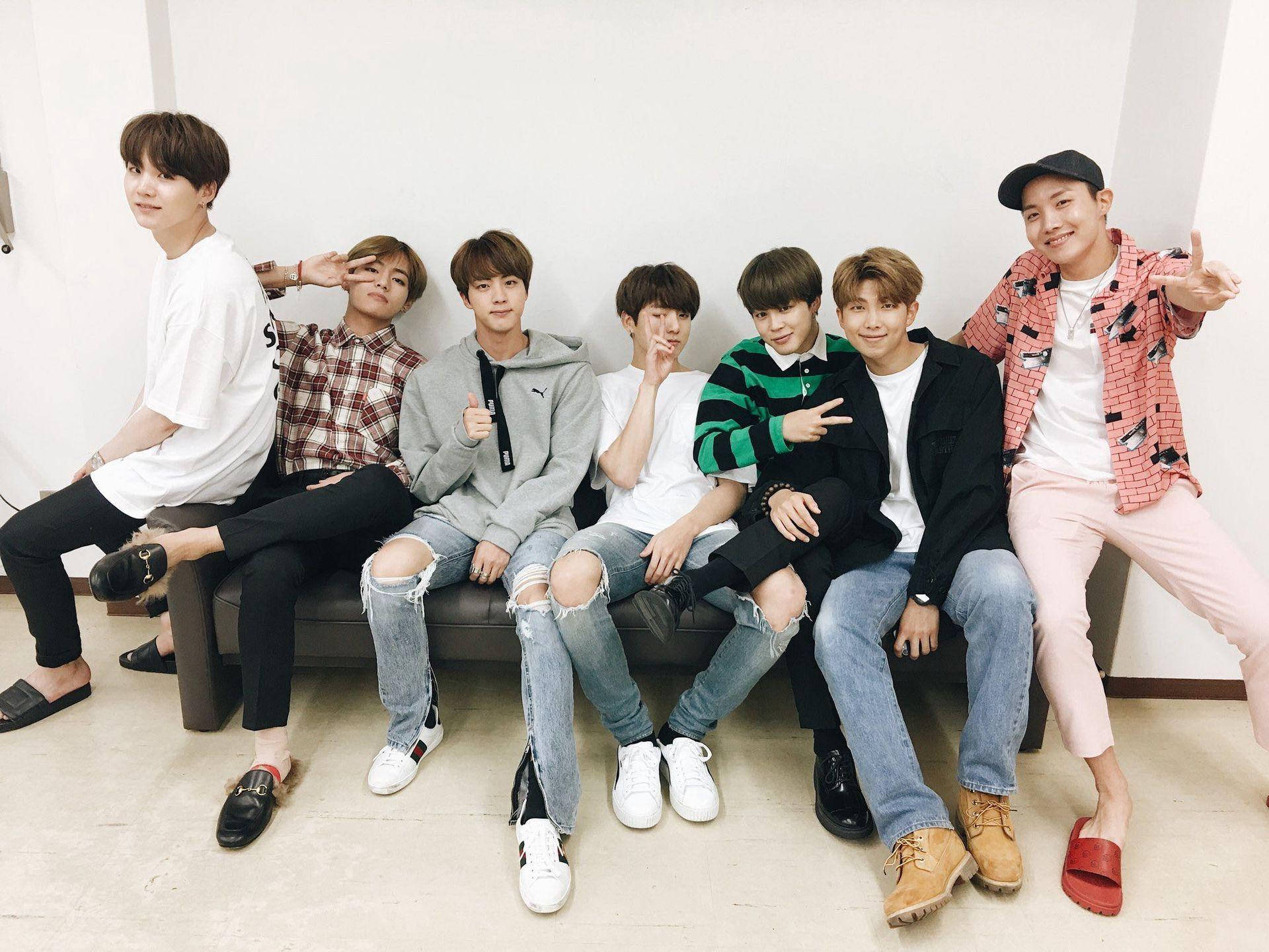 Cute Bts Posing Backstage Background