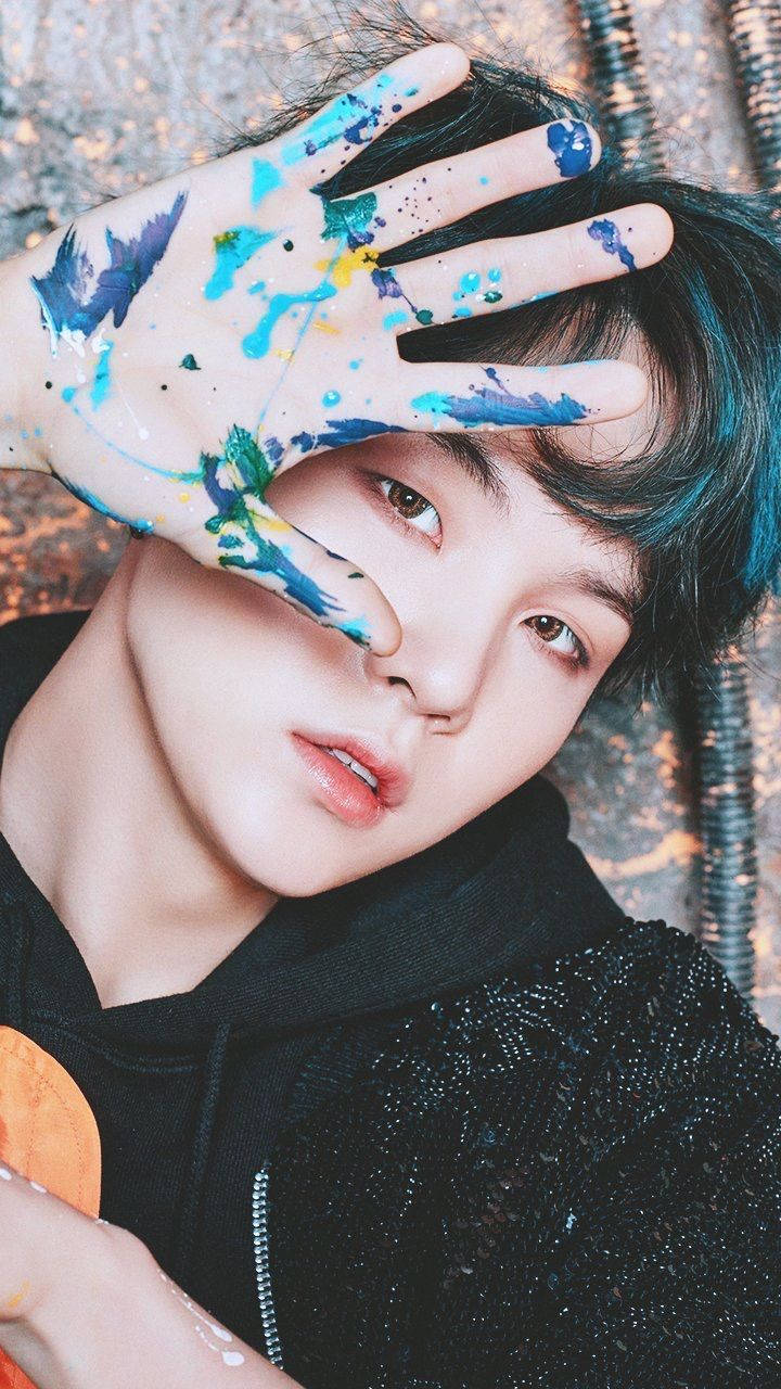 Cute Bts Suga Hand Painting Background