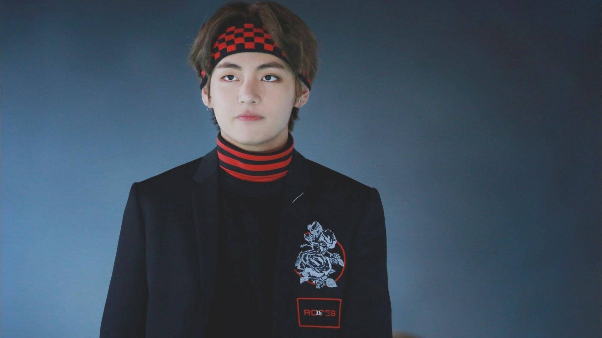 Cute Bts V In Black And Red Background