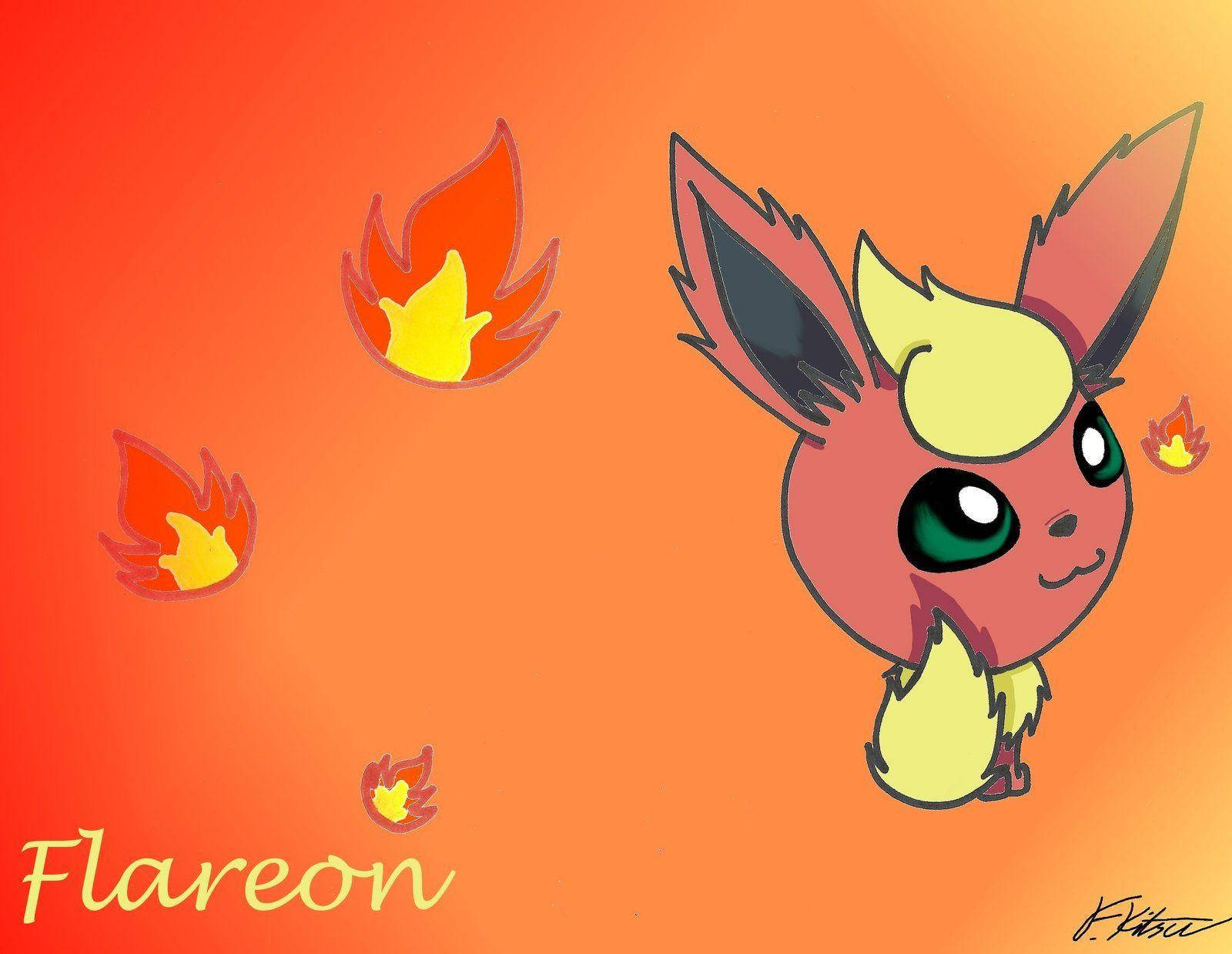 Cute Bubble Head Flareon Pokemon Background