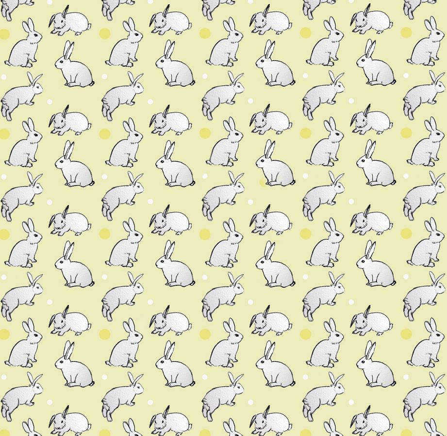 Cute Bunny Drawing On Yellow Background