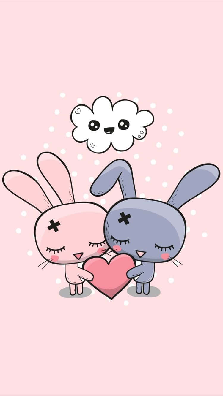 Cute Bunny Snuggling An Iphone Background