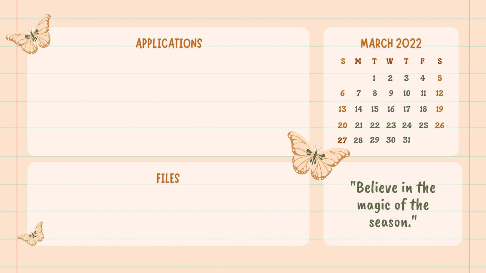 Cute Butterflies Desktop Pink Organizer Background