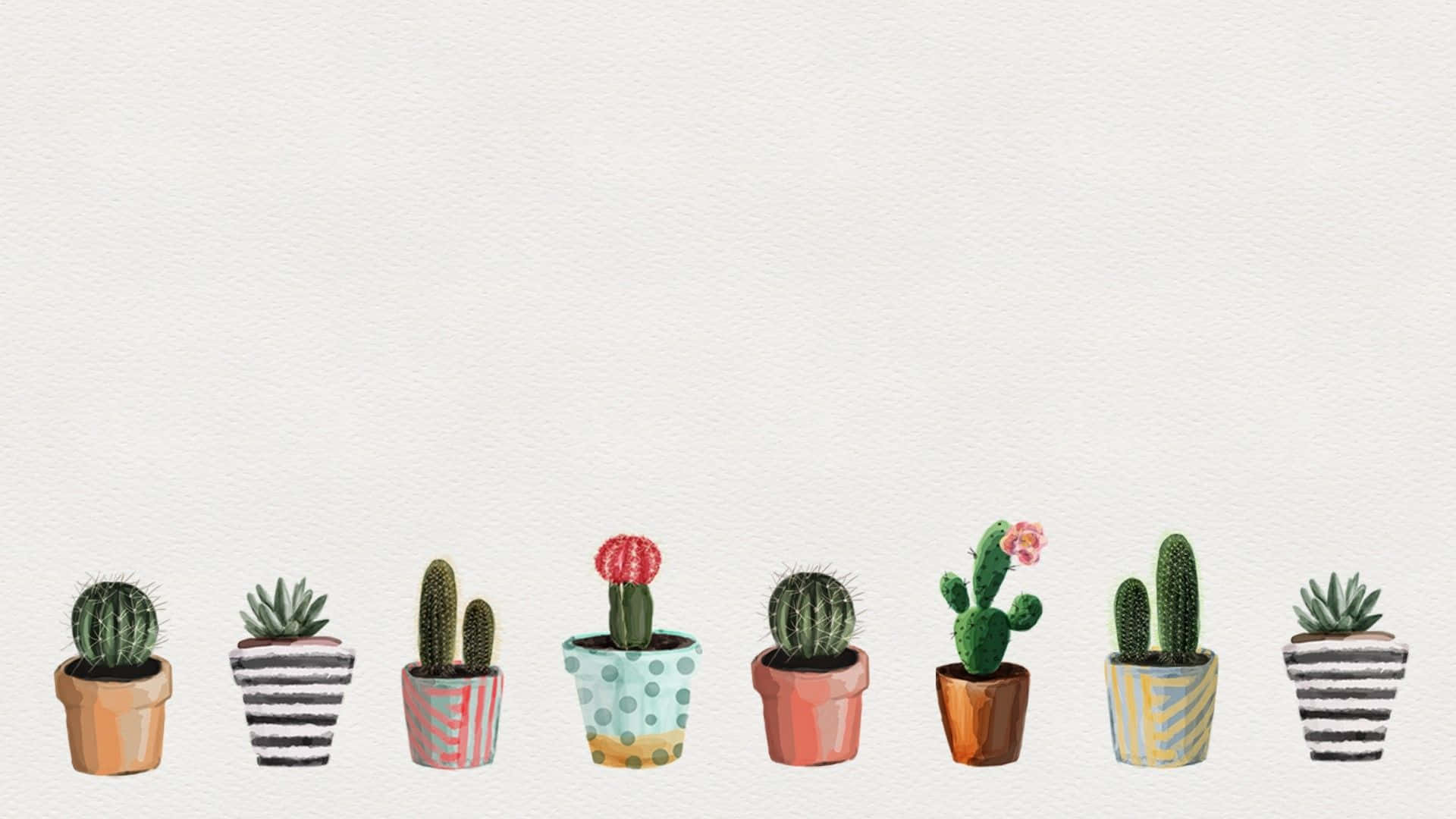 Cute Cactus Little Pots Background
