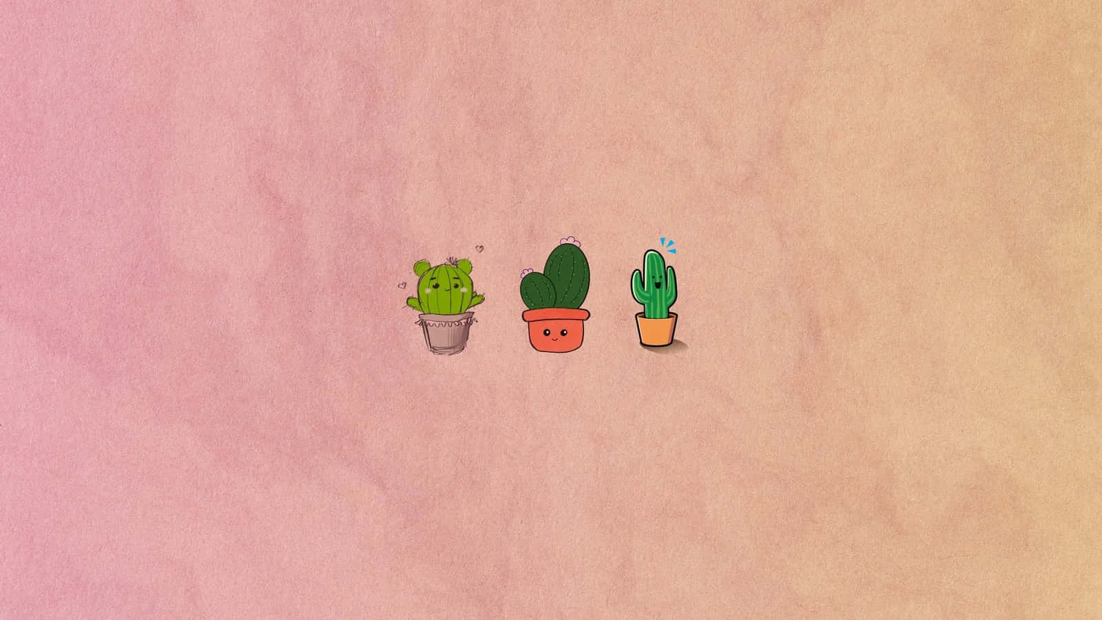 Cute Cactus Trio Desktop Wallpaper Background