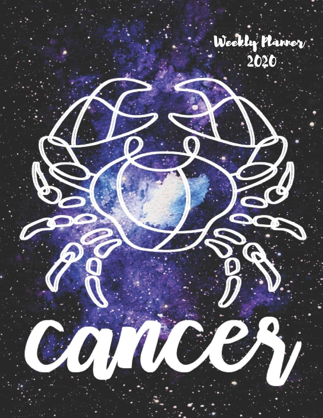 Cute Cancer Zodiac Sign Line Art And Lettering Background
