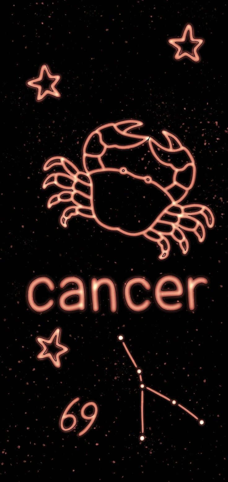 Cute Cancer Zodiac Sign Neon Orange