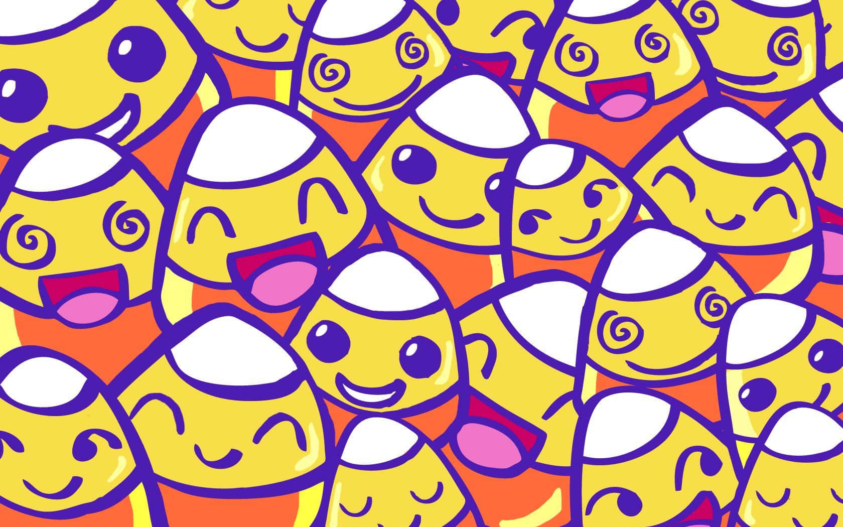 Cute Candies Corn Faces Background