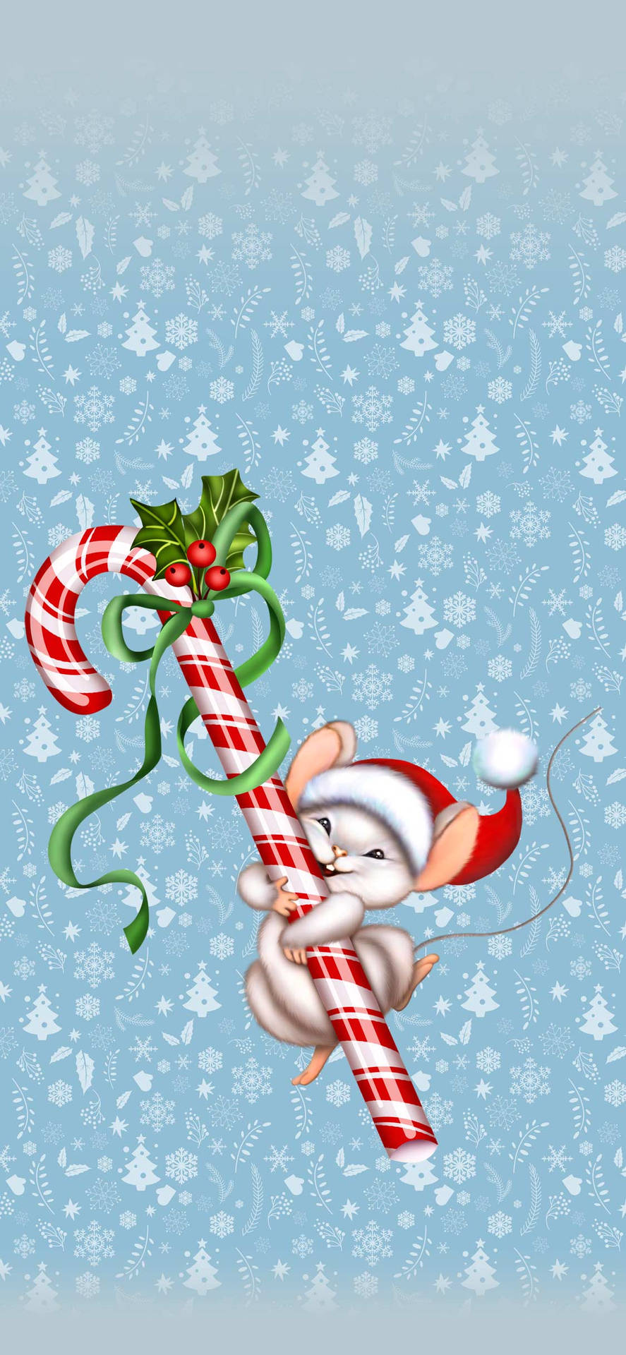 Cute Candy Cane Mice Art Background
