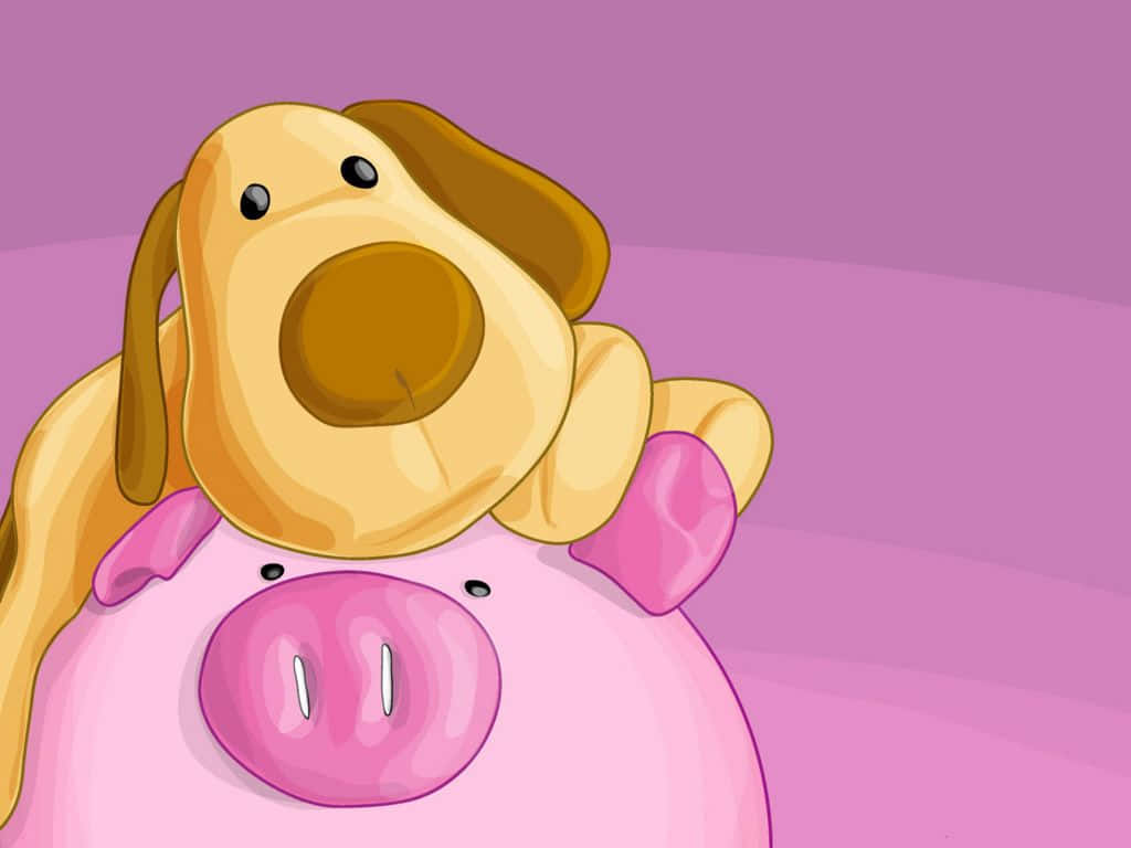 Cute Cartoon Animal Dog And Pig